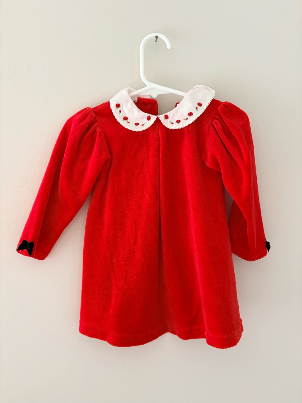 Little Me Red Dress with White Embroidered Collar
